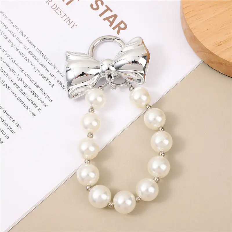 Pearl Phone Case Charm with Bow for Bag Keychain