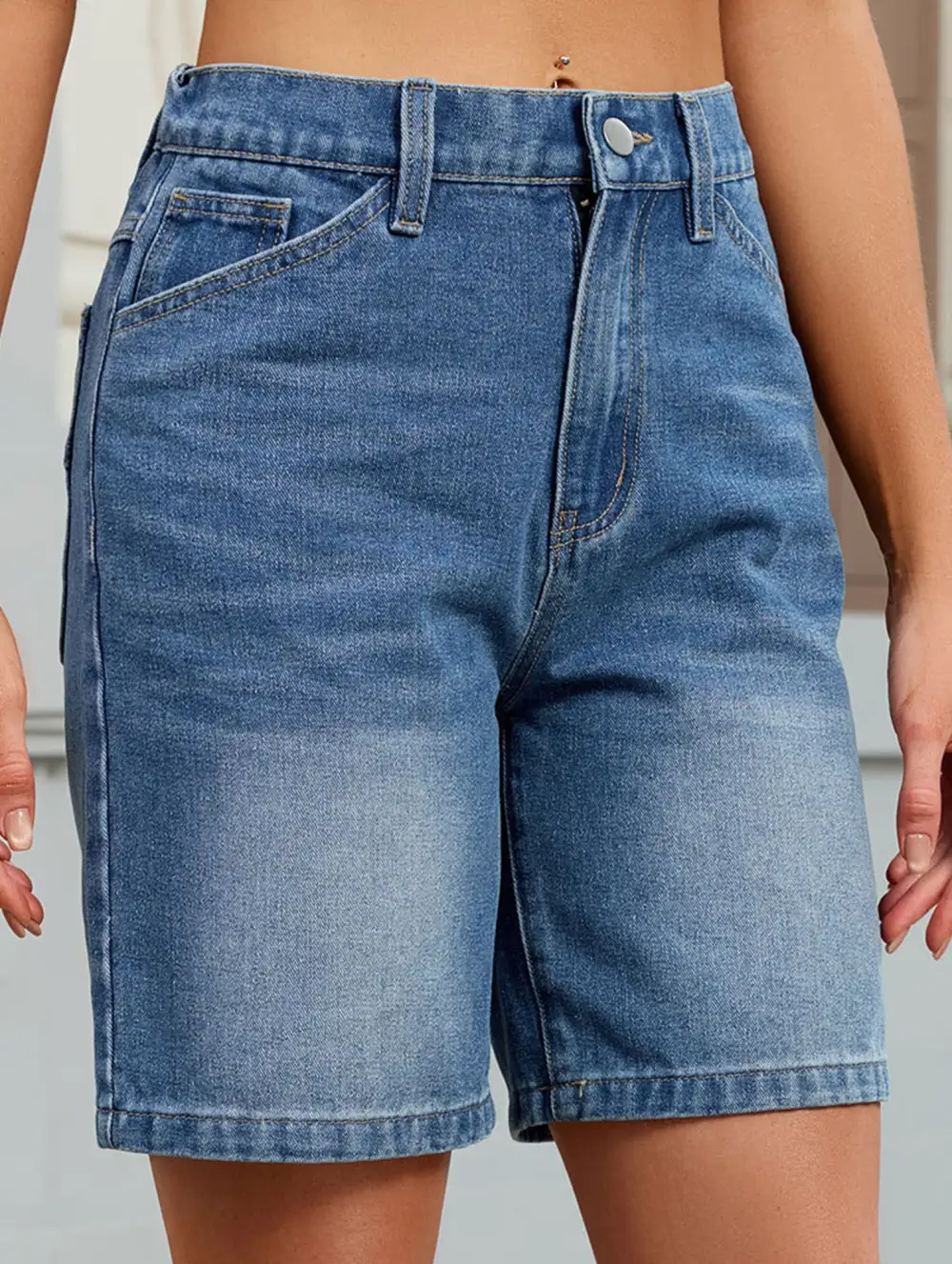 Washed Denim Shorts