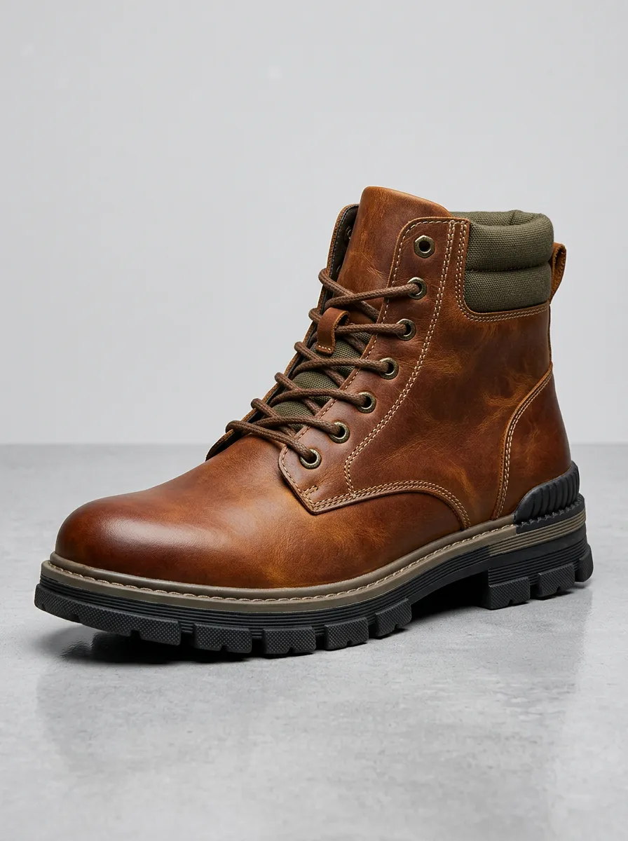 Men's Canvas-Panel Outdoor Work Boots