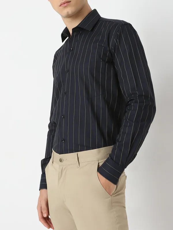 Everyday Striped Herringbone Slim Fit Men's Formal Shirt
