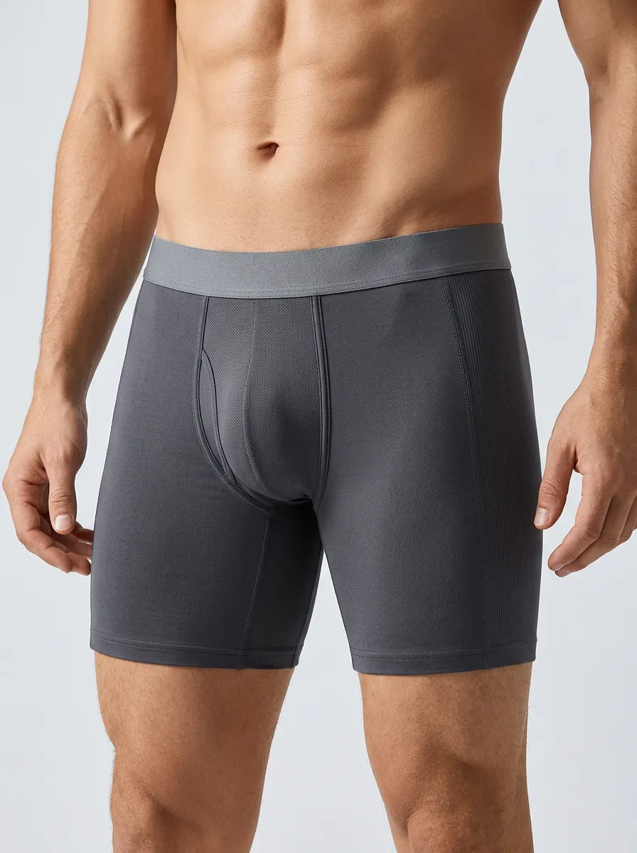 Men's Charcoal Grey Engineered Panel Boxer Briefs