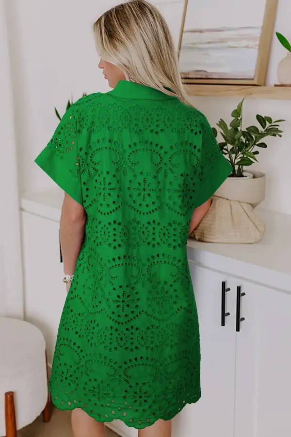 Embroidered Eyelet Mini Dress