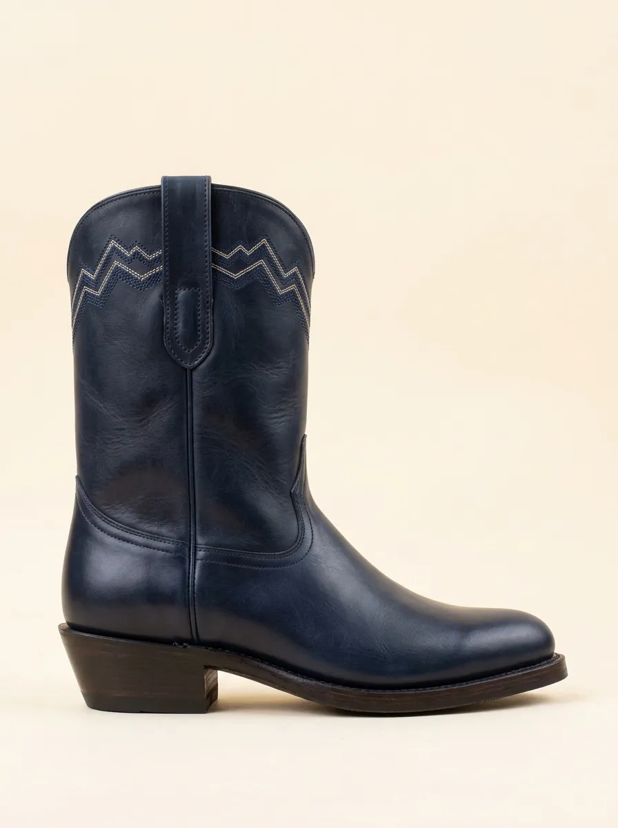 Men's Geometric-Stitch Rounded-Toe Mid-Calf Western Boots