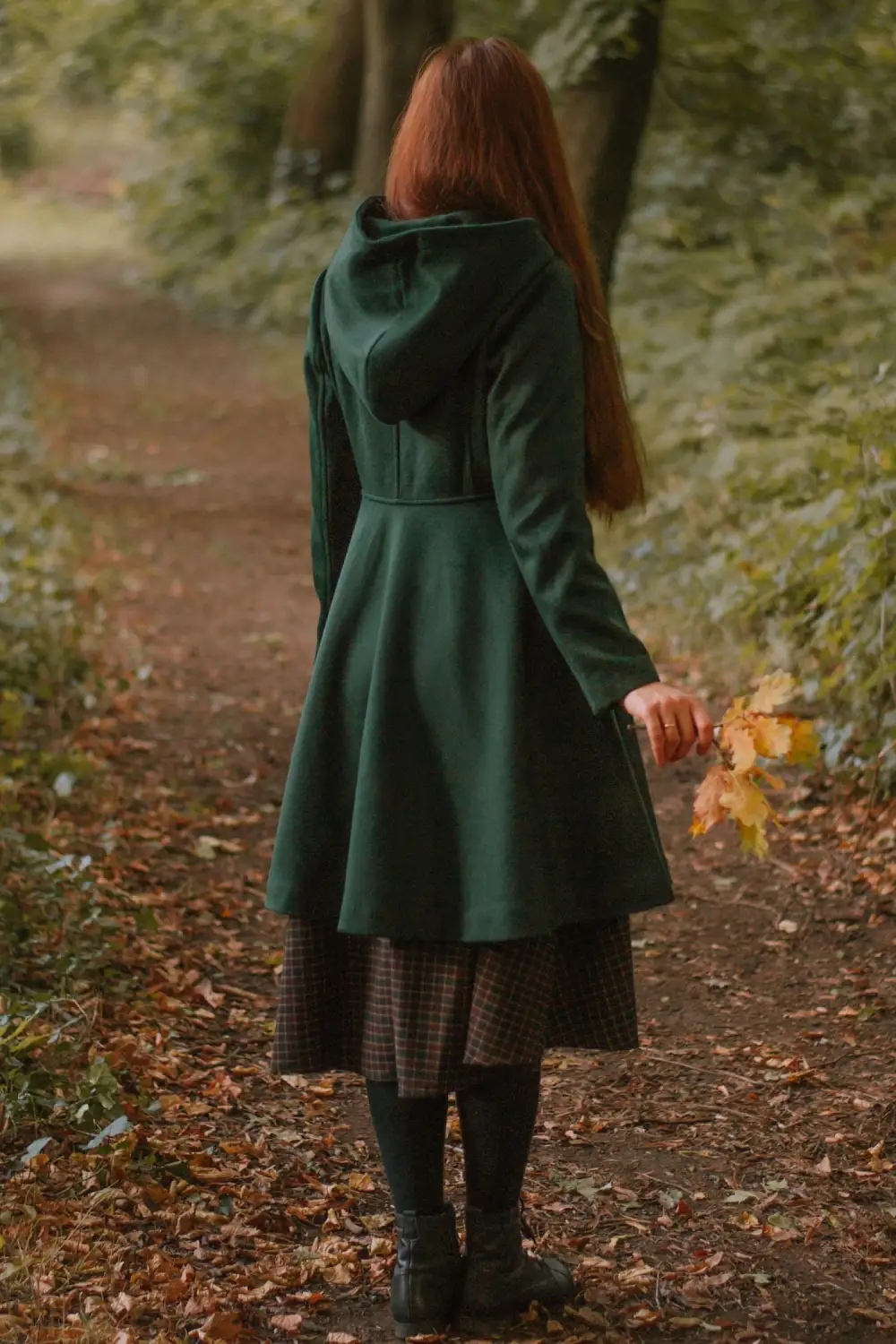 Relaxed Wool Blend Fit and Flare Hooded Pocketed Button Front Coat
