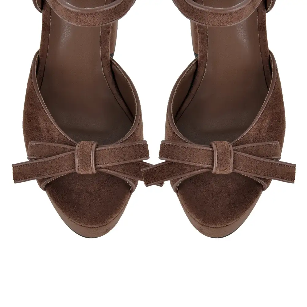 Suede Platform Bow Buckle Strap Sandals