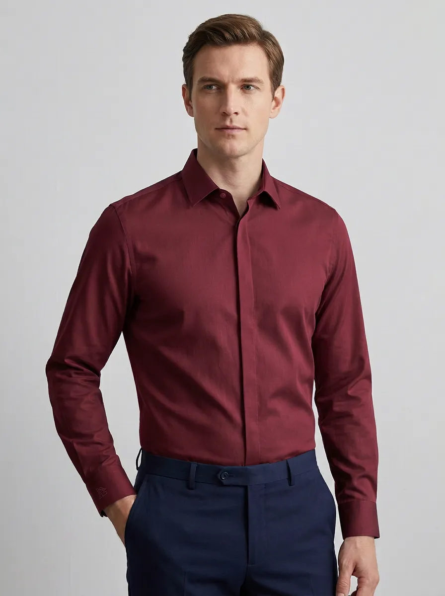 Men's Non-Iron Cotton Solid Light Blue Long Sleeve Shirt