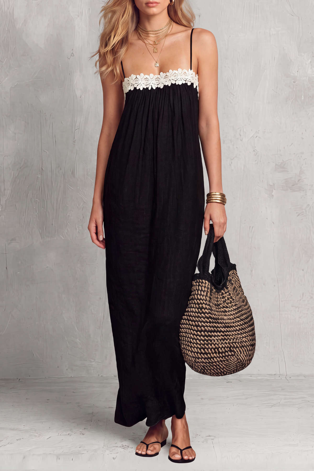 Refined Spaghetti Strap Lace Maxi Dress