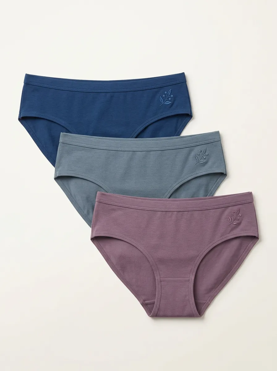 Women's Tonal Leaf Embroidered Classic Brief Set