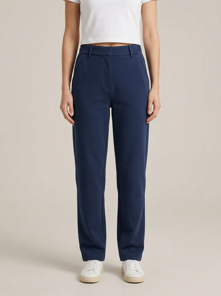 Women's Belt-Loop Mid-Rise Straight-Leg Trousers