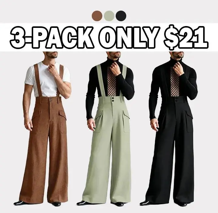 Men's Vintage Suspender Overalls High-Waisted Palazzo Jumpsuits