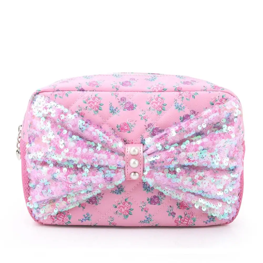 Floral Sequin Bow Pouch