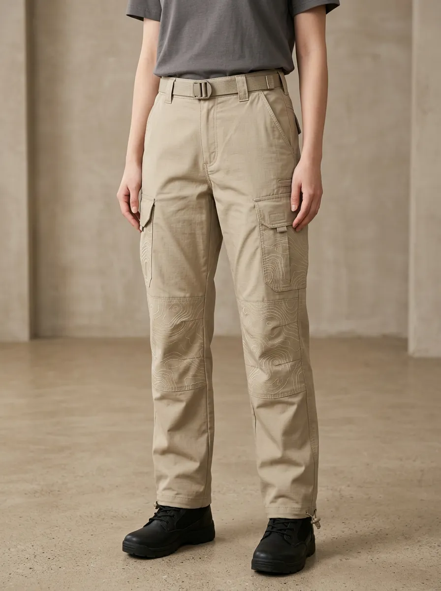 Unisex Outdoor Hiking Topographic Map Printed Tactical Cargo Pants