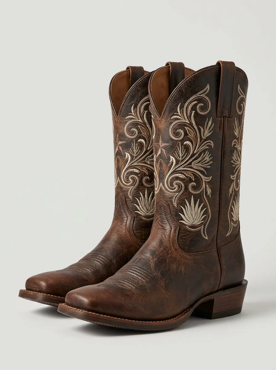 Unisex High-Plains Floral Embroidered Ranchwear Edit Western Cowboy Boots