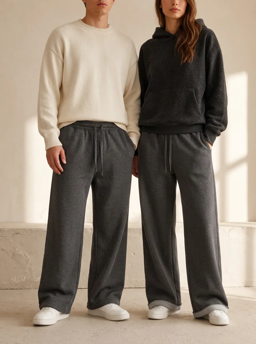 Unisex Clean-Line Drawstring Wide-Leg Sweatpants