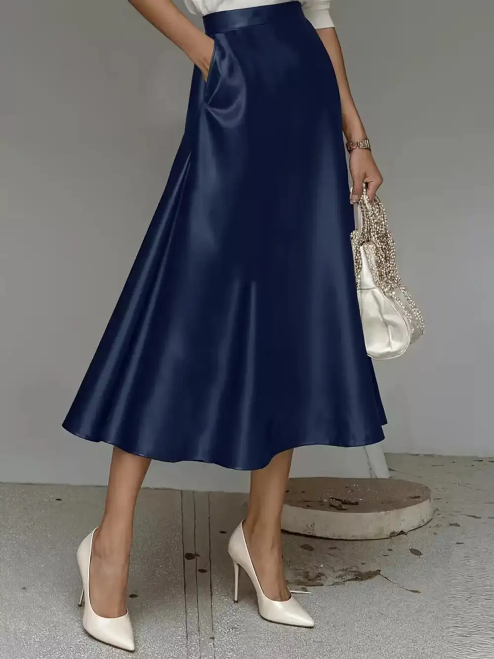 Everyday Satin Midi Skirt