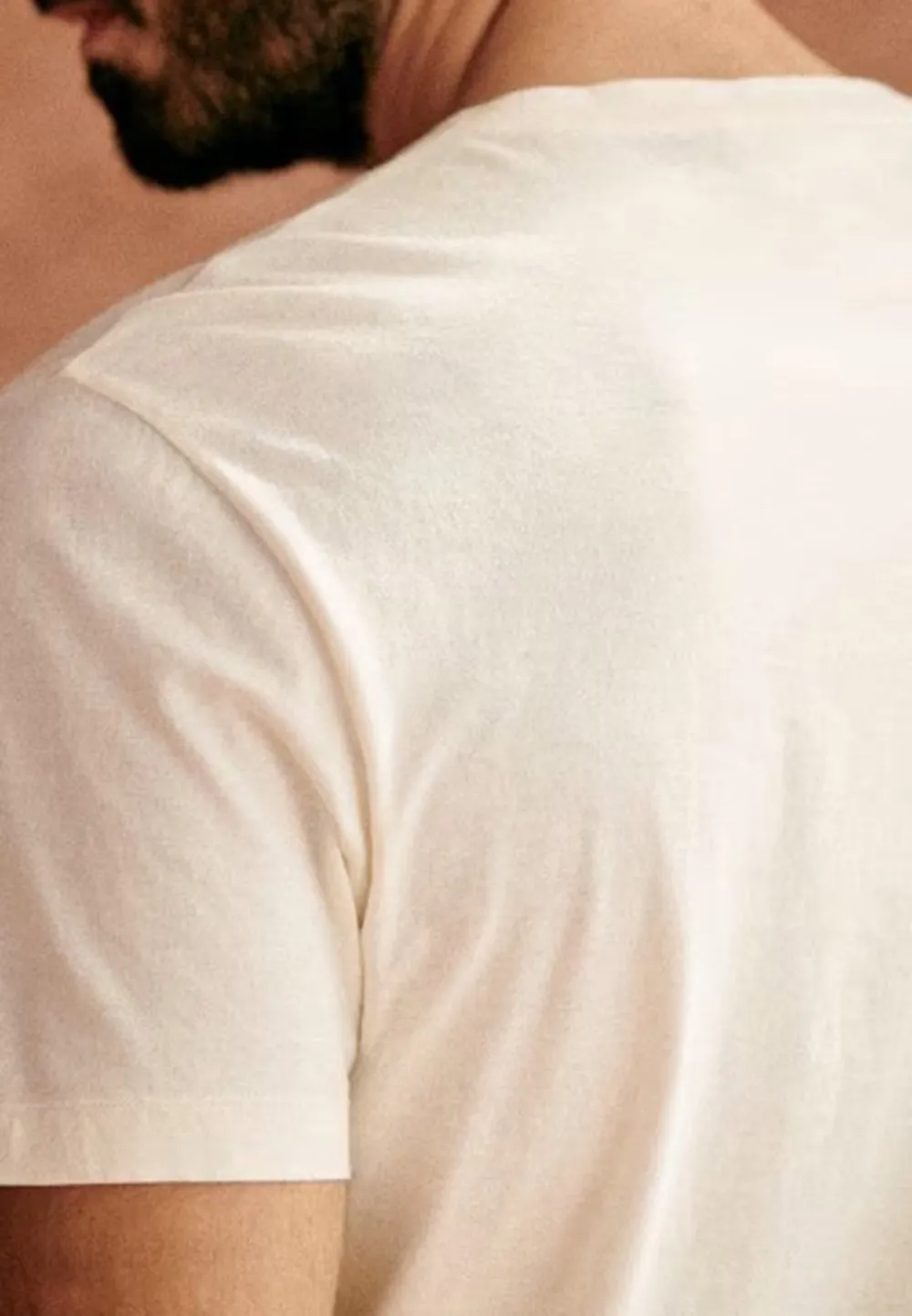 Ecru Lightweight Cotton Crew Neck T-Shirt
