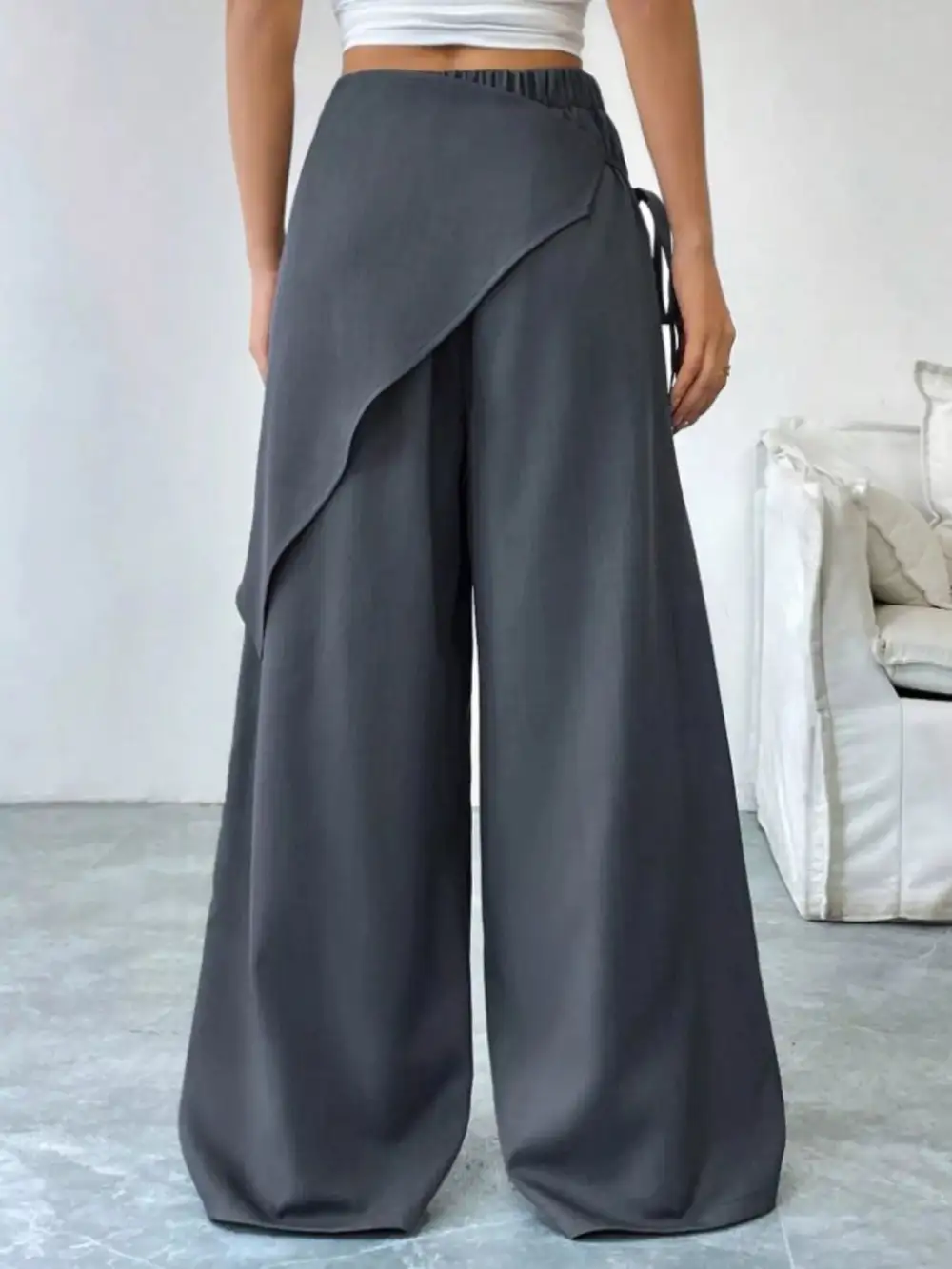 Wrap Front Wide Leg Pants