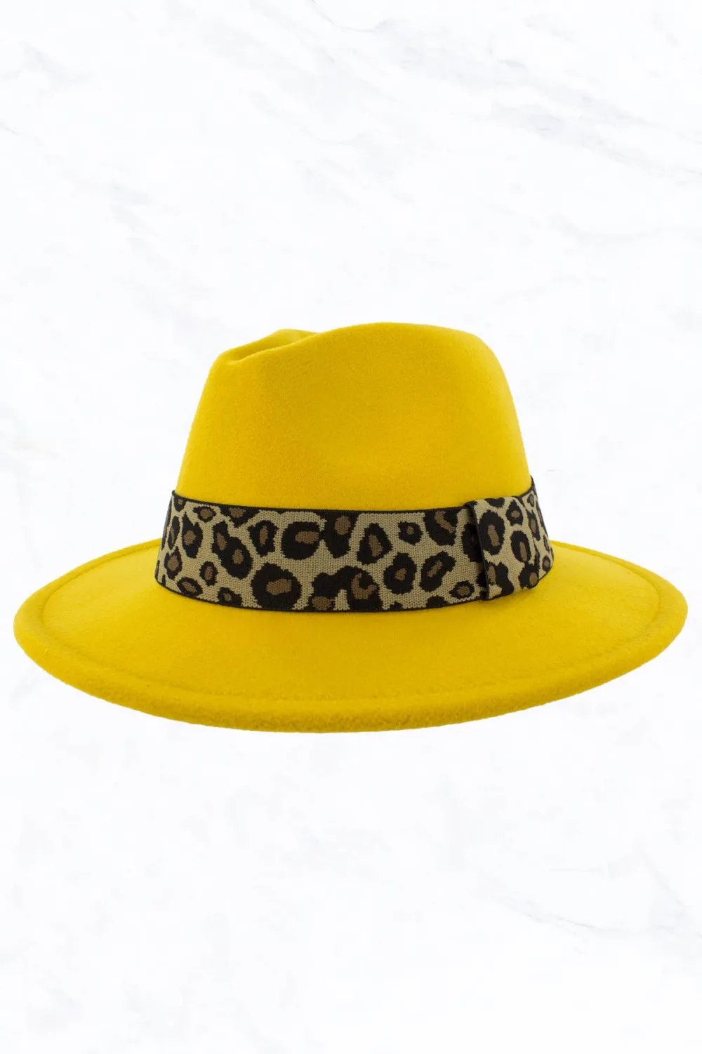 Retro Flat Big Brim Fedora Jazz Hat Wide Leopard Belt