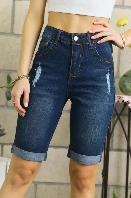 Denim Distressed Shorts