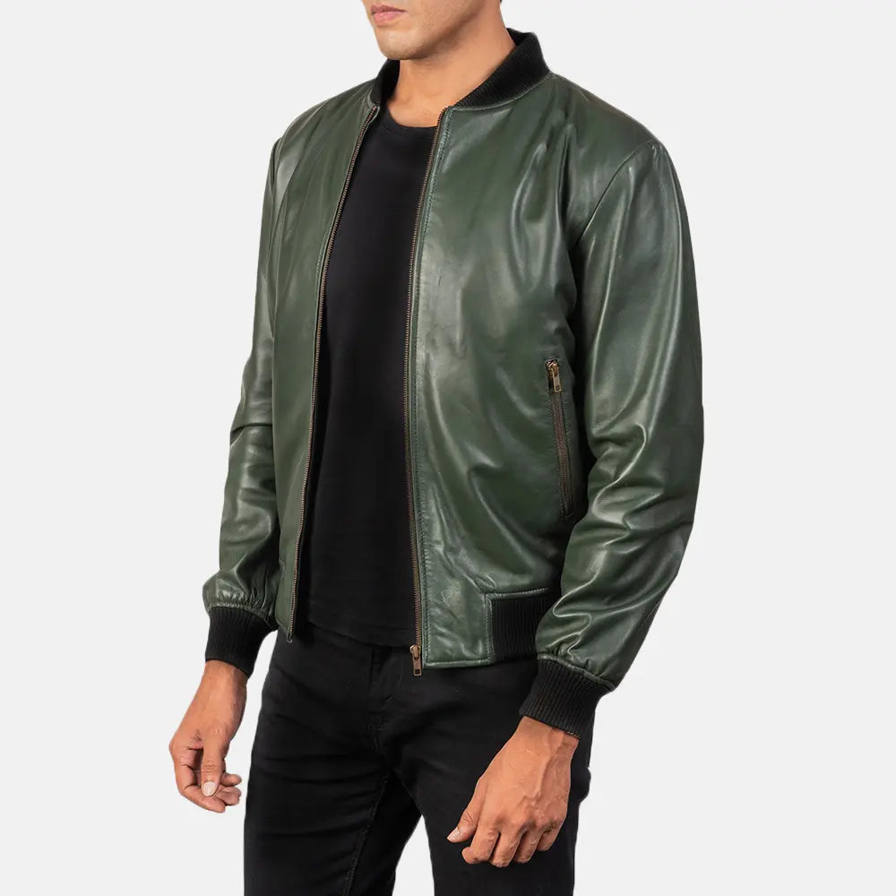 Men's Bold Profile Bomber Leather Jacket