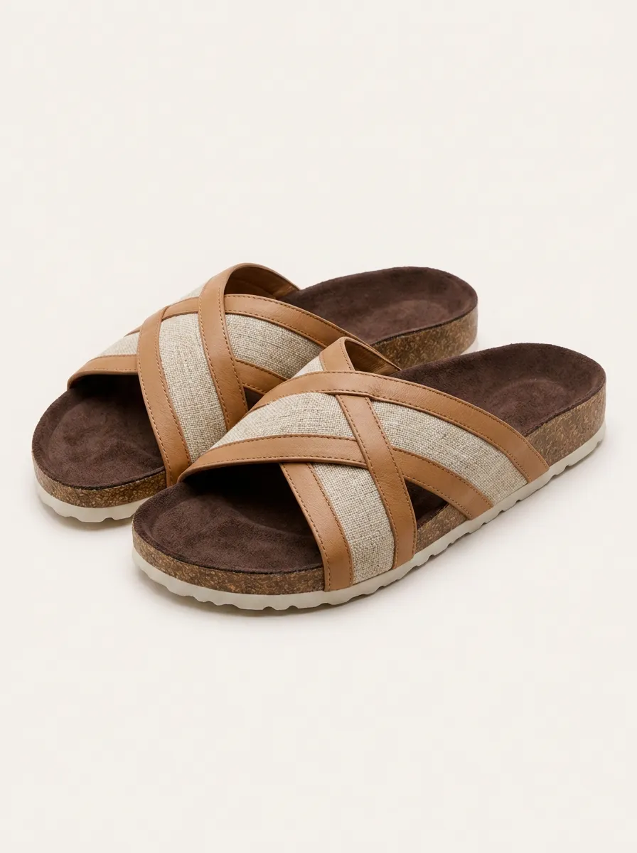 Everyday S Faux Leather Crisscross Printed Sandals