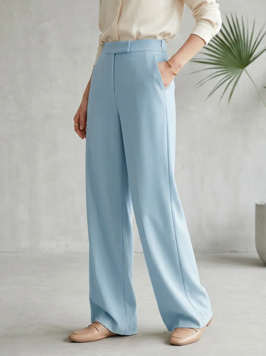 Minimal Draped Women's Wide-Leg Trousers