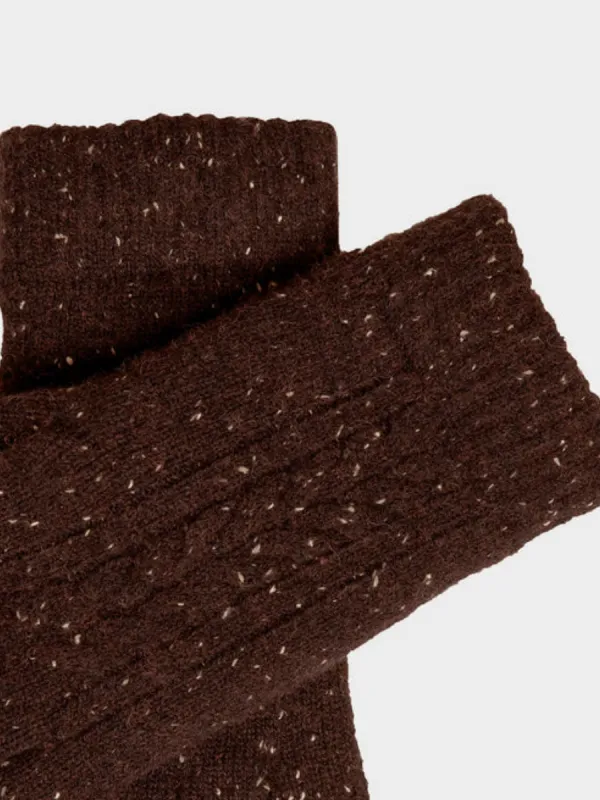 Cable-Knit Speckled Gloves