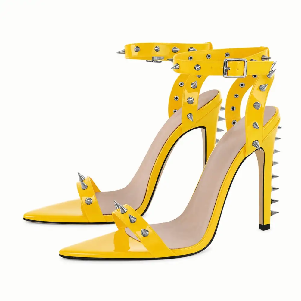 Rivet Ankle Strap High Heel Sandals