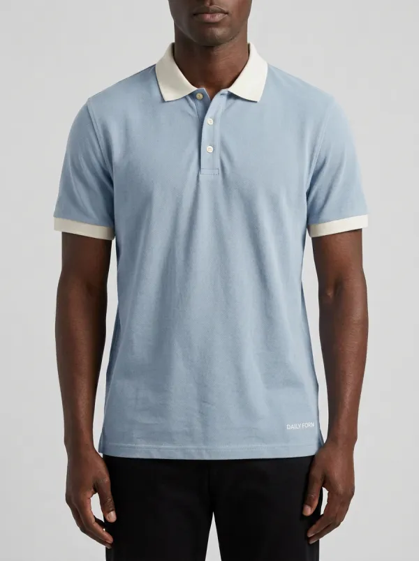 Classic Contrast-Collar Men's Polo Shirt