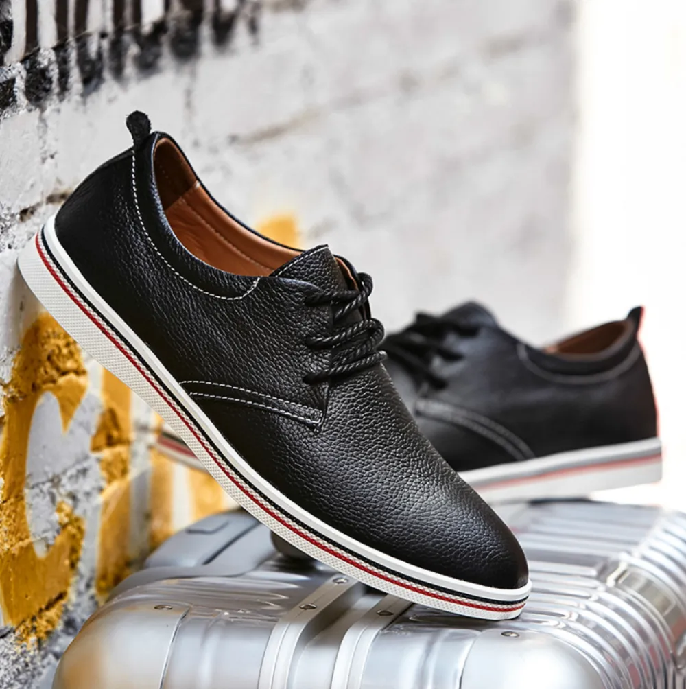 Casual Flat Leather Sneakers