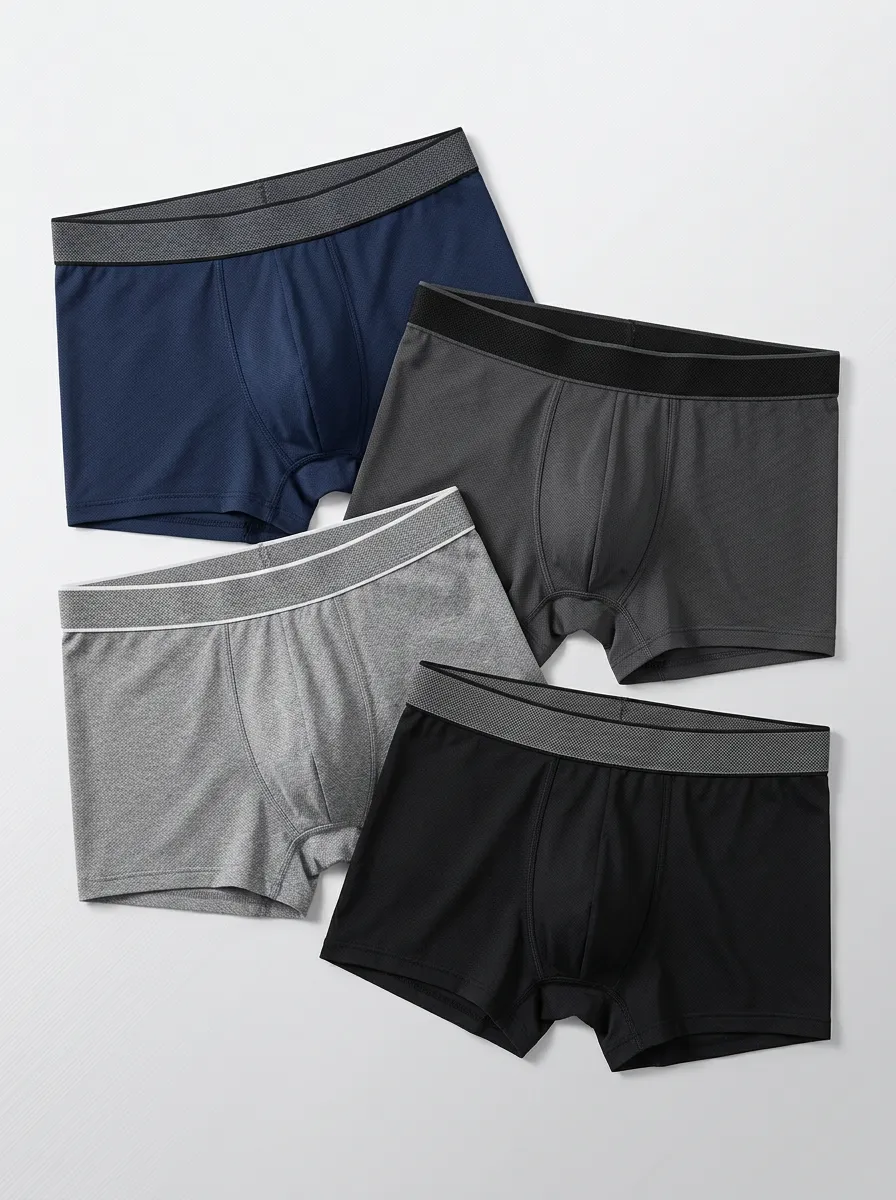 Men's Breathable Mesh Textured Finish 4-Pack Boxer Briefs