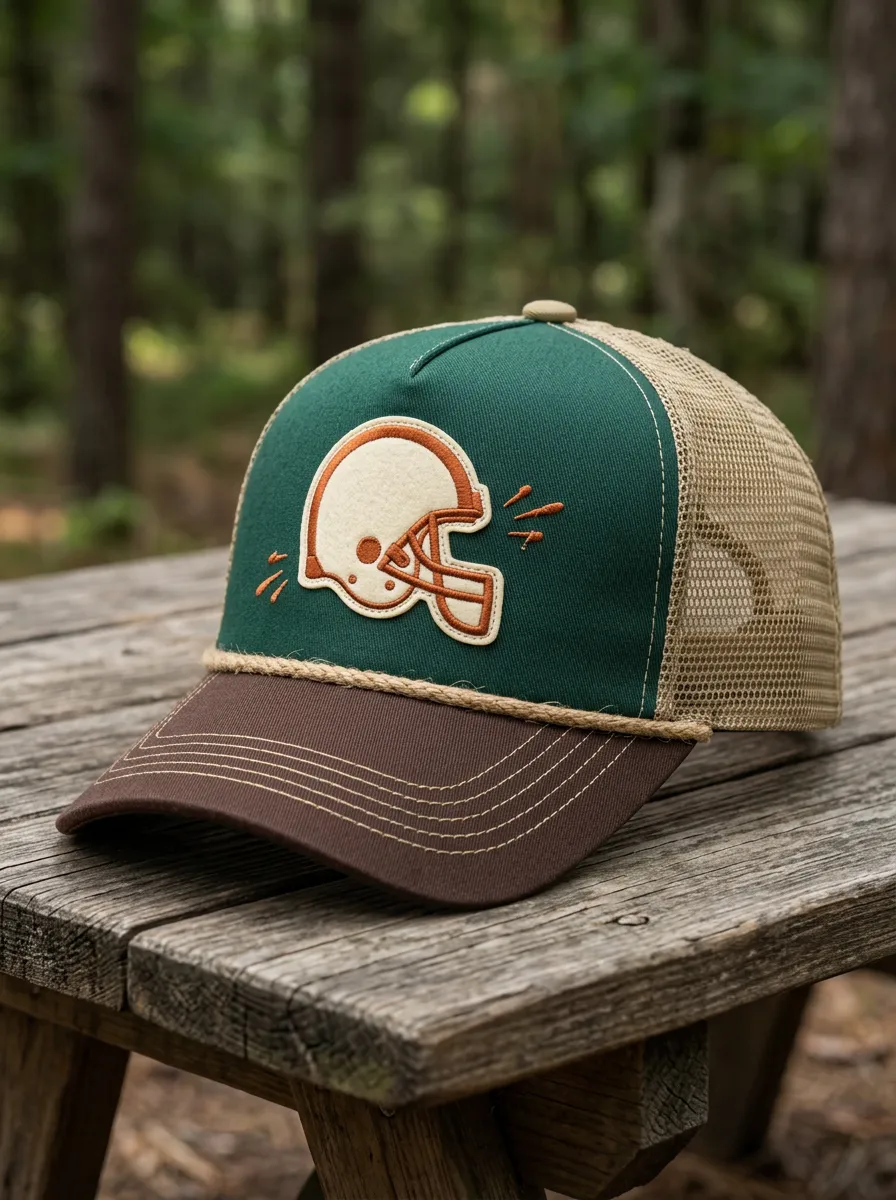 Men's Gridiron Football Fan Helmet Graphic Embroidered Trucker Hat