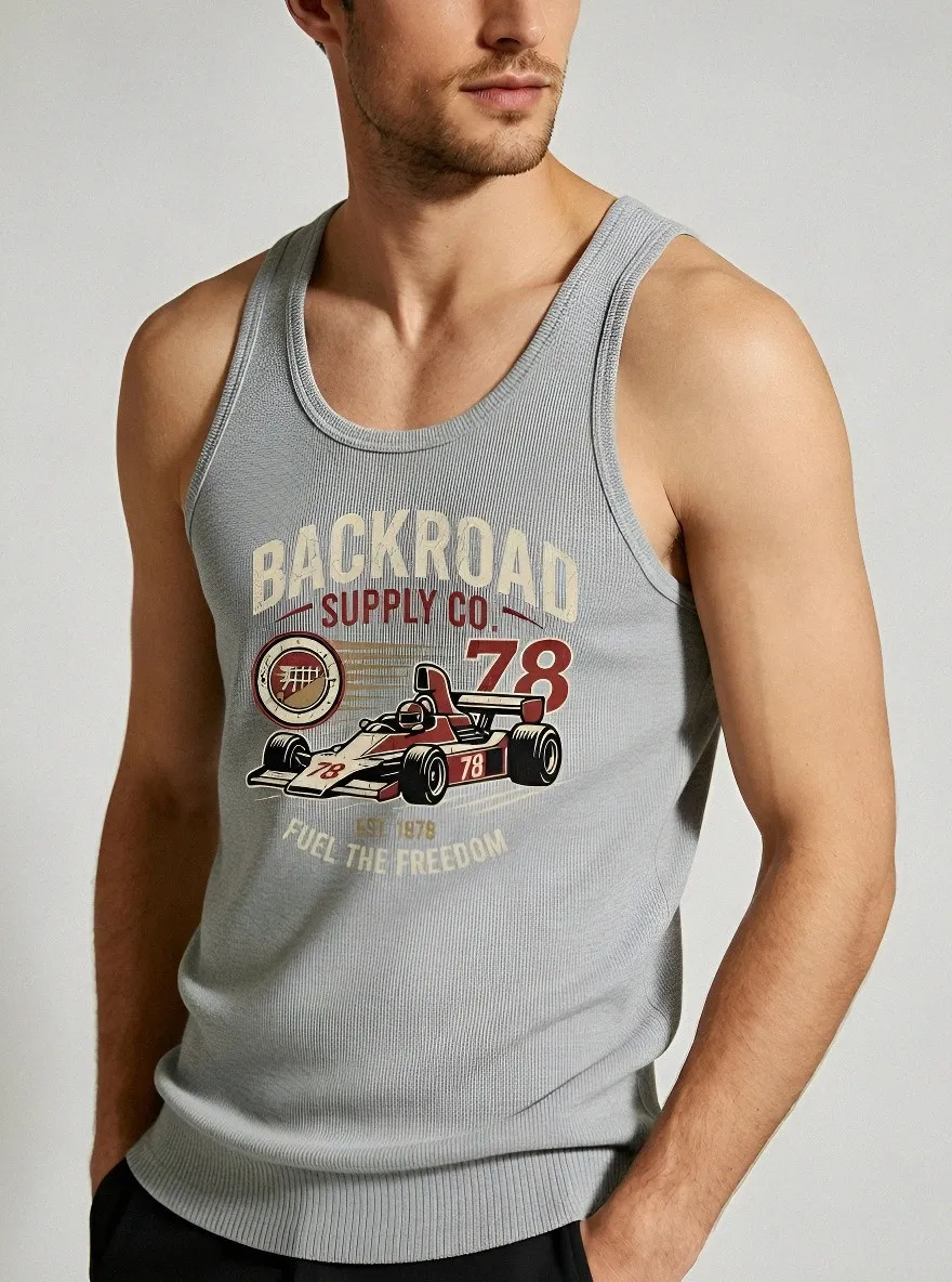 Men's Vintage Racing Car 78 Printed Tank Top