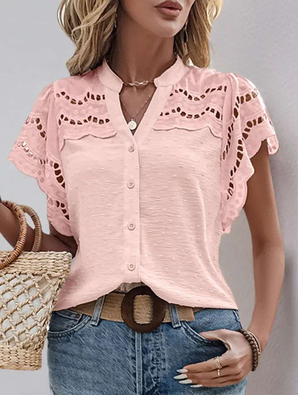 Lounge Lace Detail Ruffle Detail Blouse