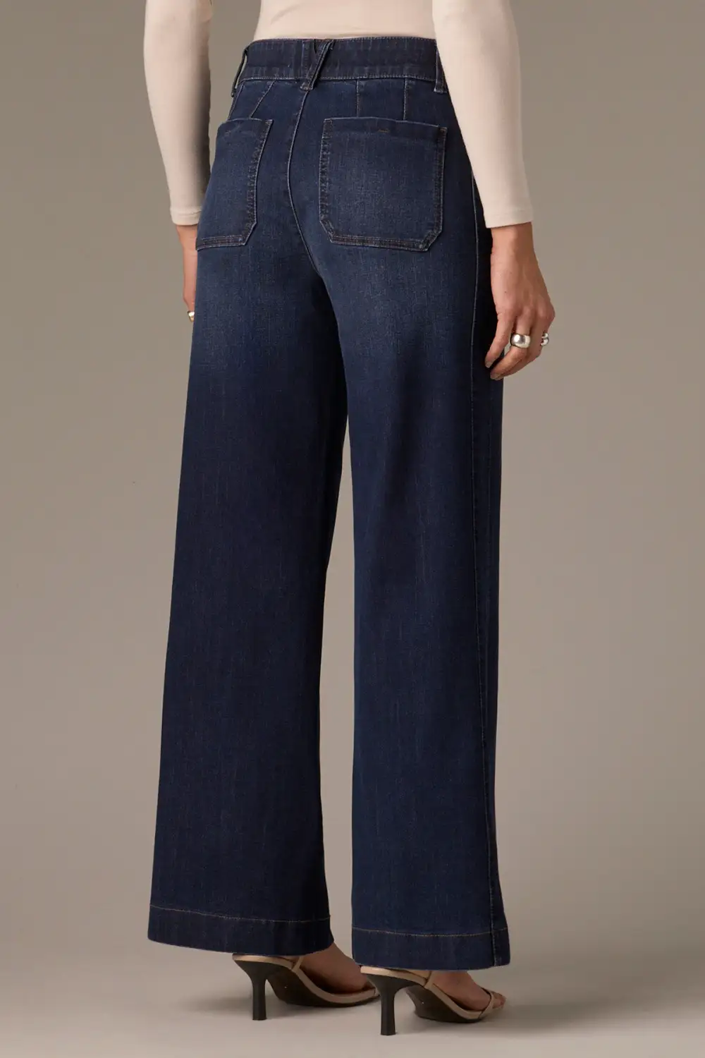 High Rise  Wide Leg Petite Jeans Side