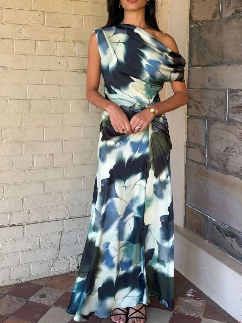 Smooth Finish Floral Printed Maxi Dress