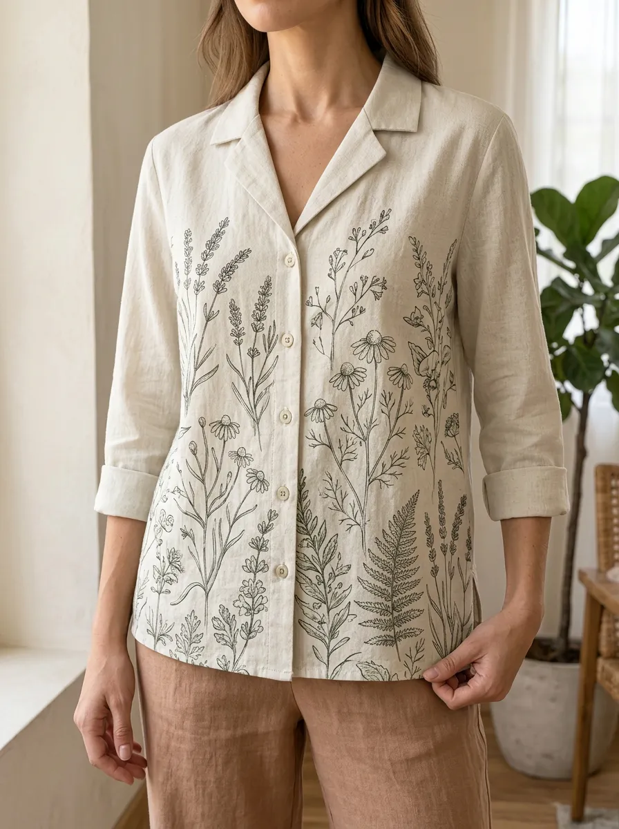 Women's Outdoor Botanical Nature Lover Wildflower Shirt