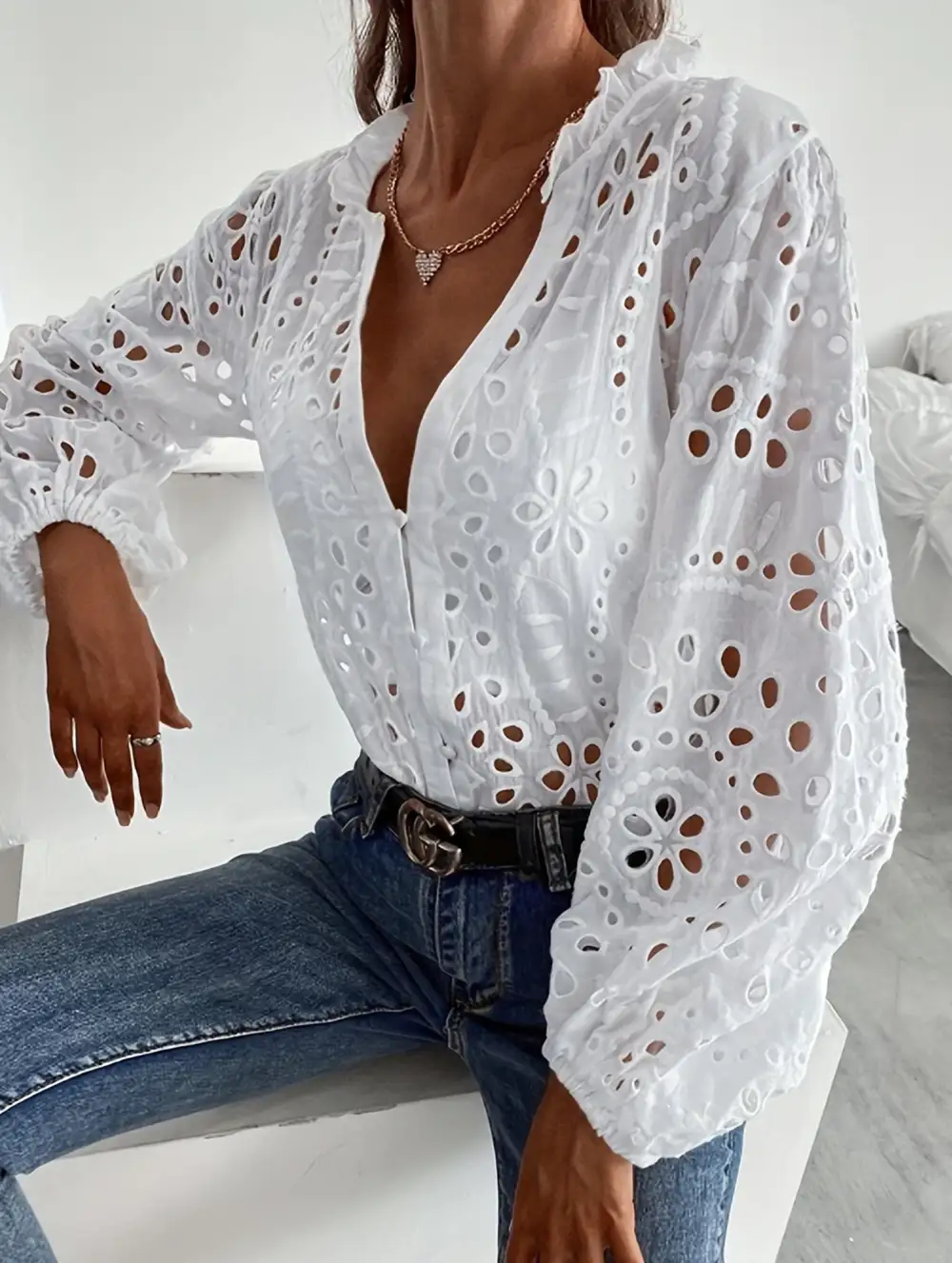 Draped Button Front Shirt