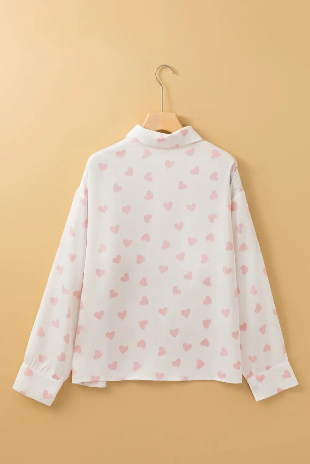 Heart Print Drop Shoulder Puff Sleeve Shirt