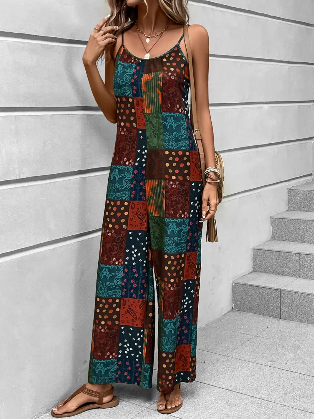 Scoop Neck Spaghetti Strap Jumpsuit Relaxed