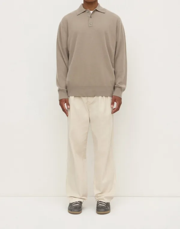 Limestone Pleated Cotton Chinos
