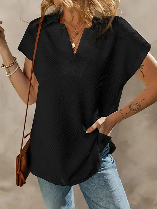 Relaxed Short Sleeve V-Neck Everyday T-Shirt