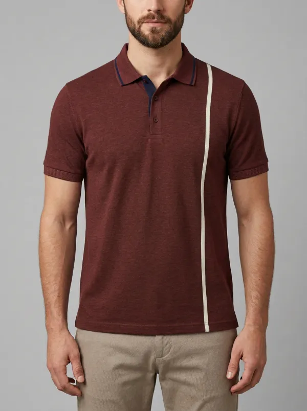 Men's Modern Comfort Vertical Stripe Printed Polo Shirt