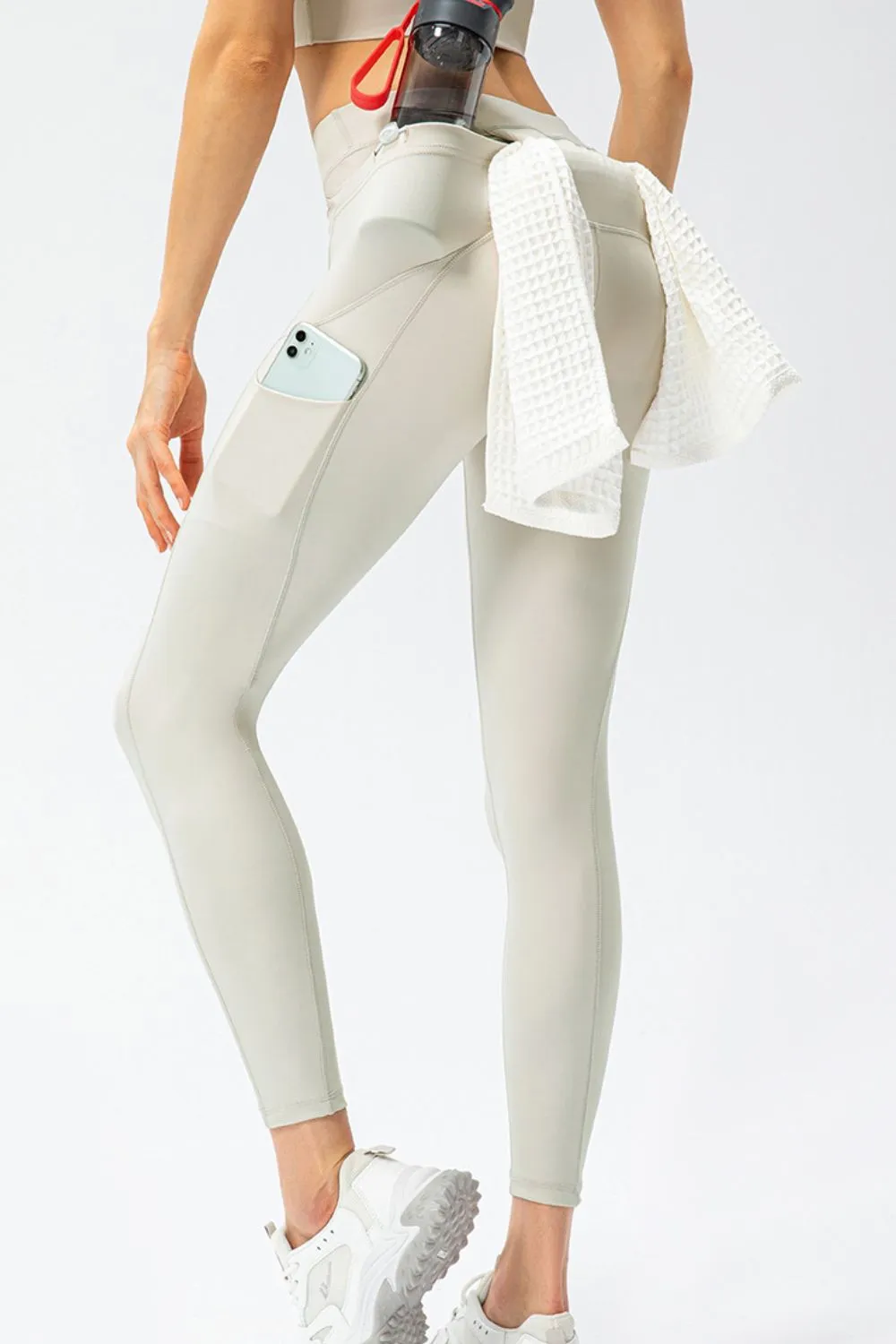 Slim Fit High Waist Long Sports Pants With Pockets