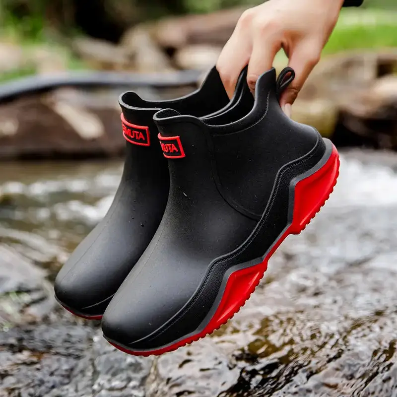 Waterproof Ankle Boots Slip Resistant Outsole Pull Tab