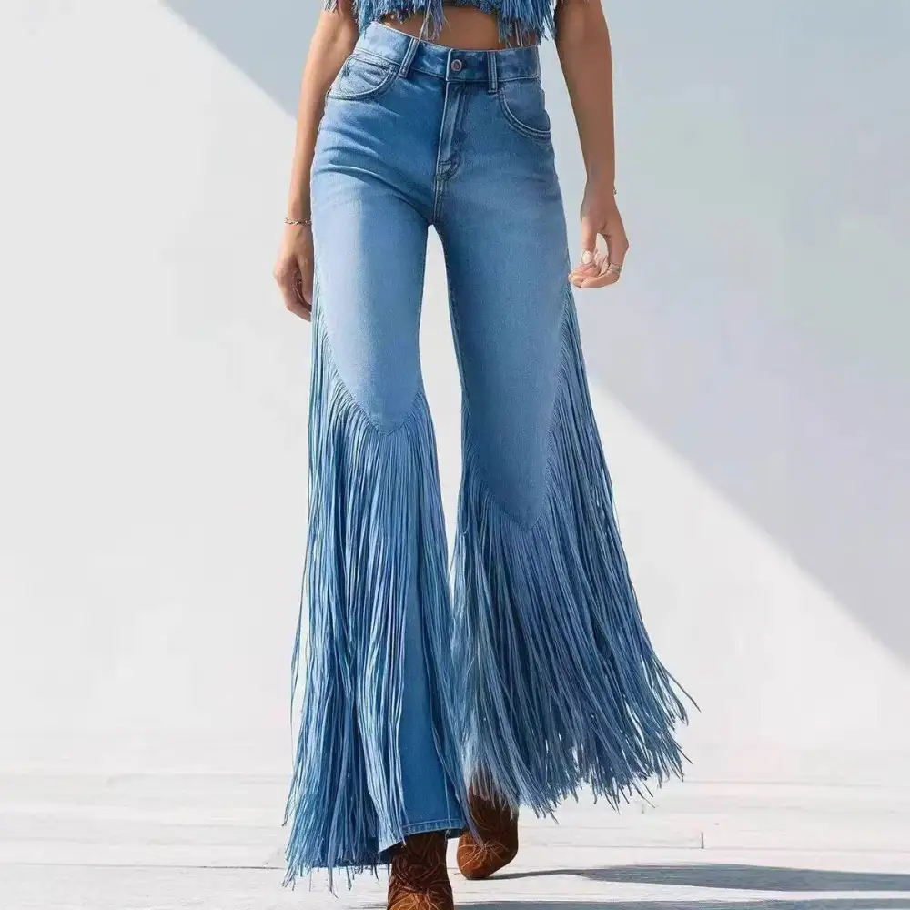 Women's Fringed Jeans