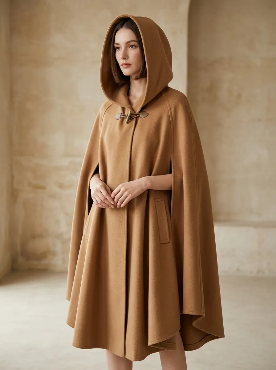 Modern Hooded Women's Cape Poncho