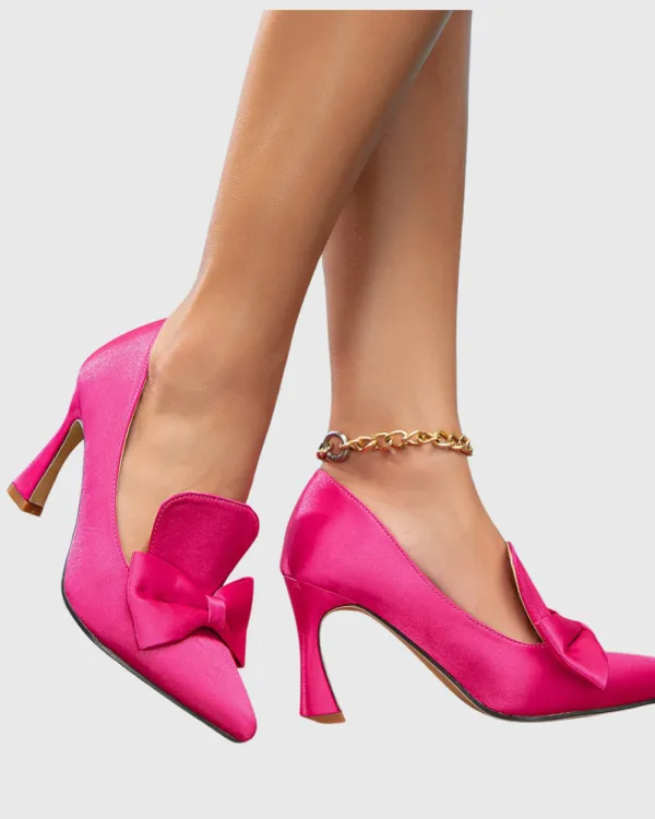 Bow Vintage Pumps in Hot Pink