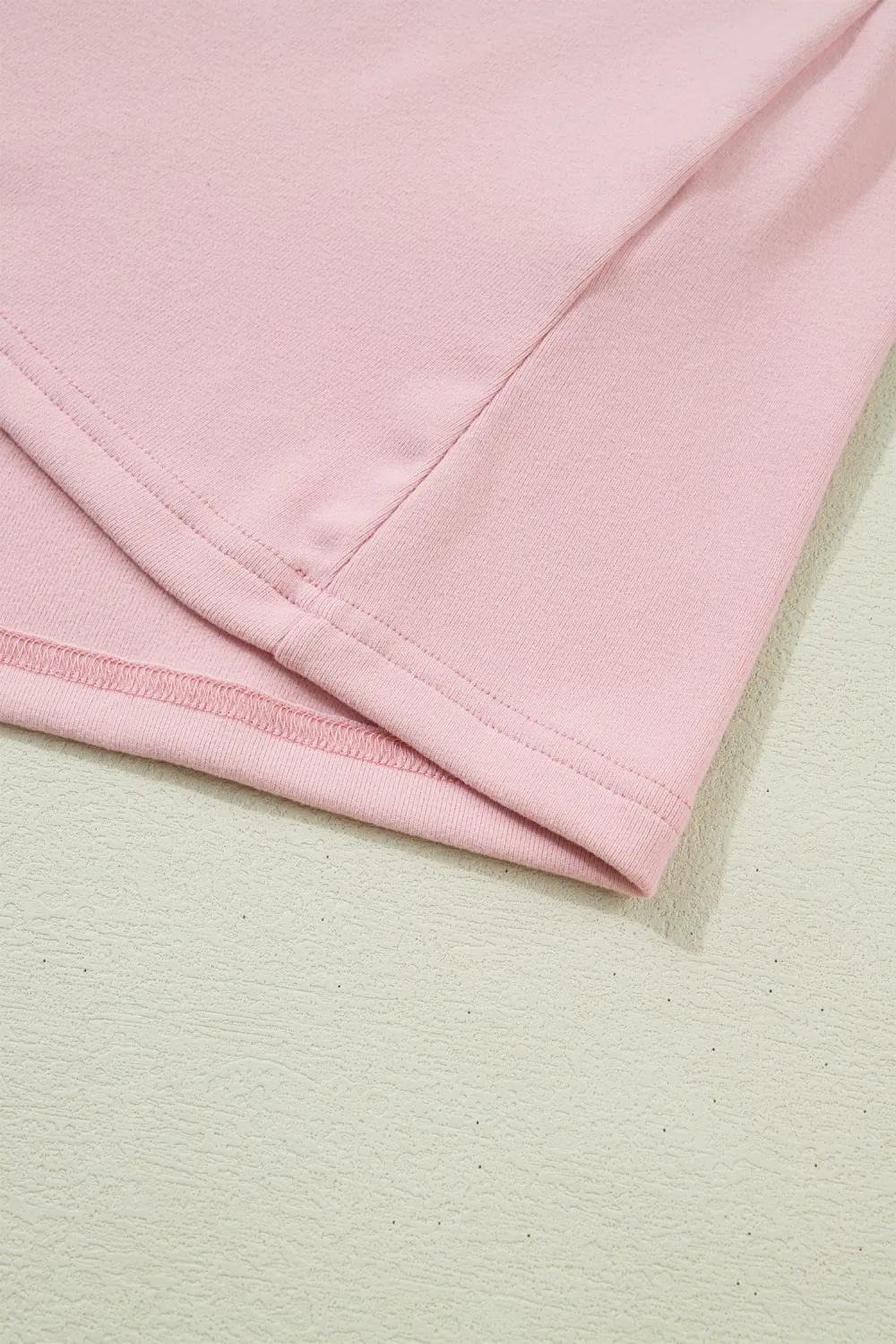 Light Pink Bow Textured Patchwork Tee