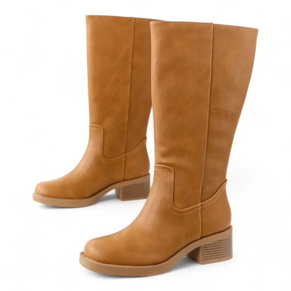 Belvin Square Toe Block Heel Tall Boot